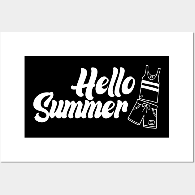 summer time vocation gifts design   hello summer for travel beach and surfing Wall Art by monami